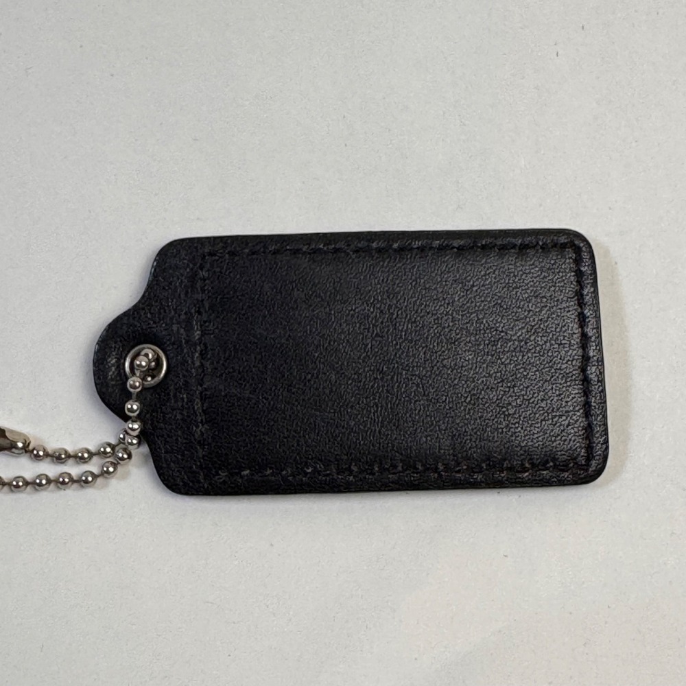 Coach Black Leather Hang Tag 3 x 1.5 Silver Tone Ball Chain - Picture 14 of 16